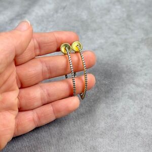 Freida Rothman 14K Gold over Sterling Silver Pave CZ Hoop Earrings Gold Black